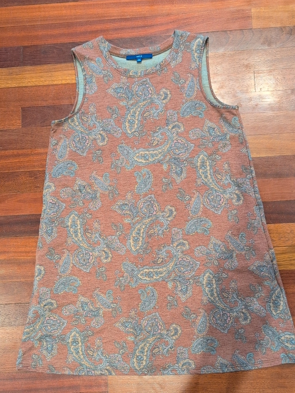 Apt. 9 Paisley Red And Blue Sleeveless Tunic Aline Dress